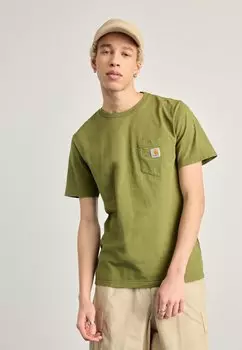 Футболка базовая POCKET Carhartt WIP, цвет khaki
