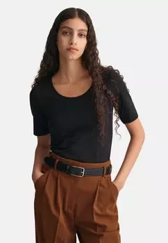 Футболка базовая Scoop Neck GANT, черная