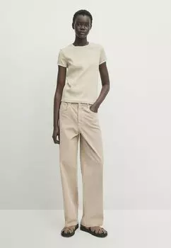 Футболка базовая SHORT SLEEVE CONTRAST Massimo Dutti, цвет mottled light grey