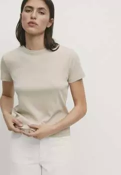 Футболка базовая Short Sleeve Massimo Dutti, бежевая