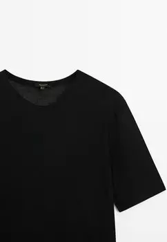 Футболка базовая Short-Sleeved Massimo Dutti, черная