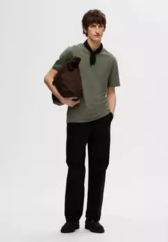 Футболка базовая Slhaspen Str Ss O-Neck Tee W Noos Selected, зеленый