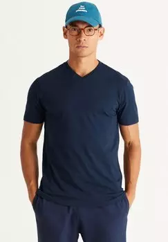 Футболка базовая V NECK AC&CO / ALTINYILDIZ CLASSICS, цвет navy blue