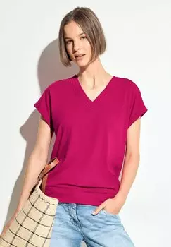 Футболка базовая V-Neck Cecil, розовая