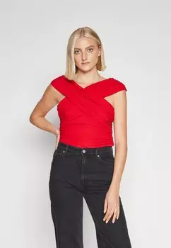 Футболка базовая Vipartina Off Shoulder VILA, цвет equestrian red