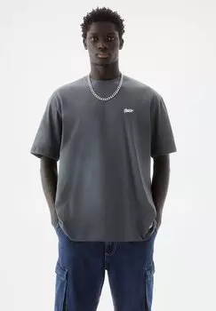 Футболка базовая WITH LOGO PULL&BEAR, цвет grey