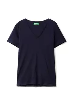 Футболка базовая WITH V-NECK United Colors of Benetton, цвет blue