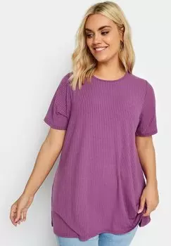 Футболка базовая Yours Clothing, фиолетовая