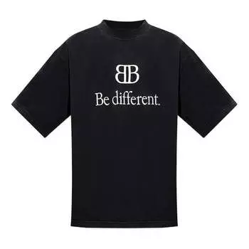 Футболка bb be different t-shirt medium fit 'black' Balenciaga, черный