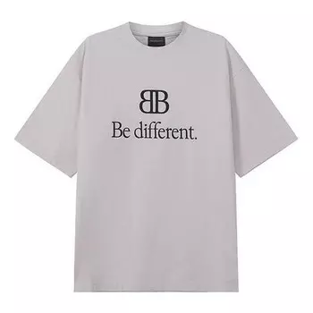 Футболка bb be different t-shirt medium fit 'grey' Balenciaga, серый