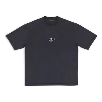 Футболка bb paris icon t-shirt medium fit 'black white' Balenciaga, черный