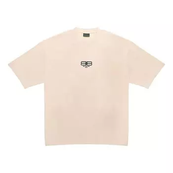 Футболка bb paris icon t-shirt medium fit 'beige black' Balenciaga, бежевый