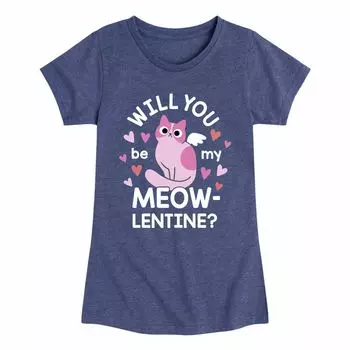 Футболка Be My Meow-lentine Cat для девочек 7–16 лет с рисунком кота Licensed Character