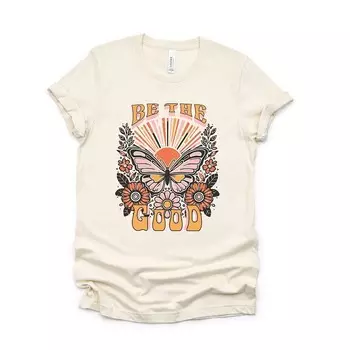 Футболка Be The Good с короткими рукавами и рисунком в стиле ретро Simply Sage Market, цвет Cream