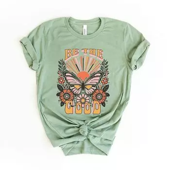 Футболка Be The Good с короткими рукавами и рисунком в стиле ретро Simply Sage Market, цвет Sage