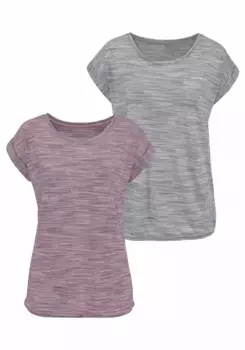 Футболка Beachtime с цветным фактурным эффектом, цвет Beere-Meliert, Grau-Meliert