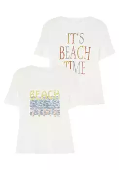 Футболка Beachtime с двумя разными принтами, кремовый