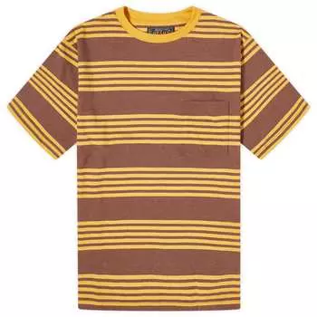 Футболка Beams Plus Nep Stripe Pocket T-Shirt, коричневый
