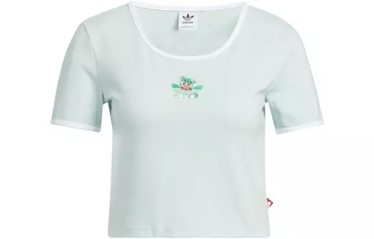 Футболка BEAR CROP TEE укороченный женский топ символ зеленый Adidas Originals