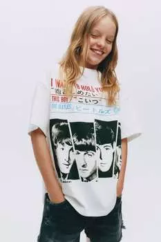 Футболка beatles Zara, белый