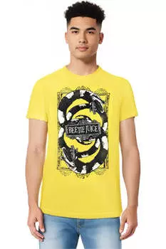 Футболка Beetlejuice We Got Worms с коротким рукавом для взрослых Gildan, желтый
