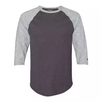 Футболка бейсбольная Champion Premium Fashion с рукавом реглан три четверти, цвет charcoal heather/ oxford grey