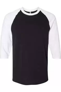 Футболка бейсбольная Los Angeles Apparel USA-Made с рукавом три четверти и реглан, черный/белый