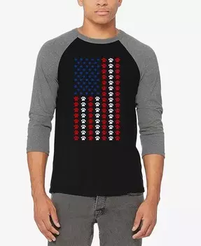 Футболка бейсбольная мужская Paws Flag Raglan Word Art LA Pop Art, мультиколор