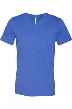 Футболка BELLA + CANVAS Heather CVC с V-образным вырезом, цвет heather true royal