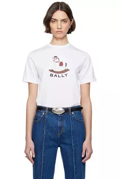 Футболка Beni Bischof с изображением лошадки-качалки Bally, белый