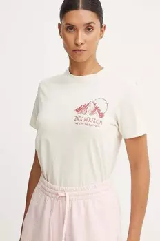 Футболка Bergblick из хлопка Jack Wolfskin, бежевый