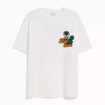 Футболка Bershka Boxy Fit Short Sleeve, белый с оттенком
