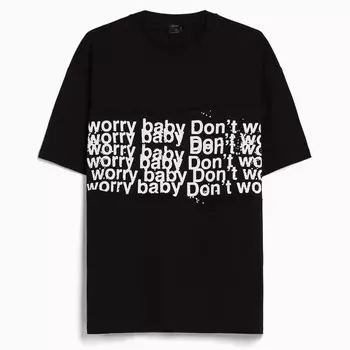 Футболка Bershka Boxy Fit Short Sleeve With Patches, черный/белый