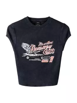 Футболка Bershka, черный деним