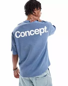 Футболка Bershka Concept Back Printed в светло-сером цвете