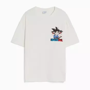 Футболка Bershka Dragon Ball Boxy-fit, белый