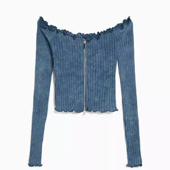 Футболка Bershka Faded Effect, синий