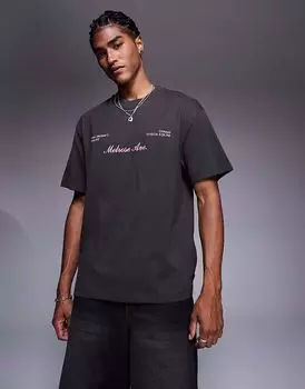 Футболка Bershka Late Dinner Club коричневого цвета