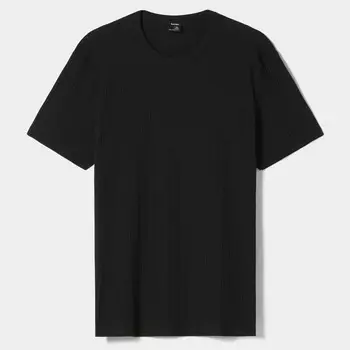 Футболка Bershka Muscle Fit Ribbed Short Sleeve, черный