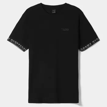 Футболка Bershka Muscle Fit Short Sleeve With Stripe Detail, черный
