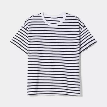 Футболка Bershka Oversized, синий/белый