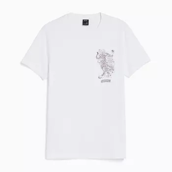 Футболка Bershka Print Regular Fit Short Sleeve, белый