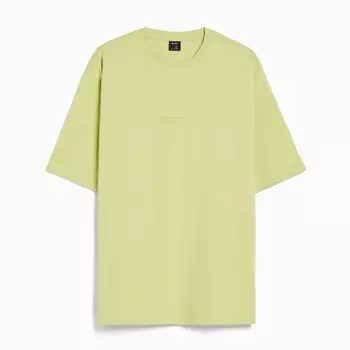 Футболка Bershka Printed Short Sleeve Oversize, лаймовый