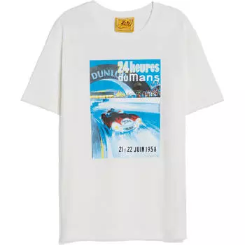 Футболка Bershka Regular Fit 24h Le Mans, кремовый