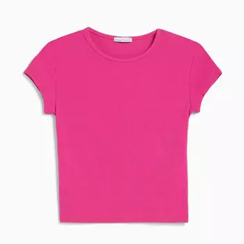 Футболка Bershka Ribbed, фуксия