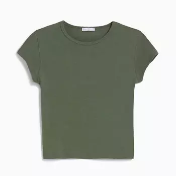 Футболка Bershka Ribbed, хаки