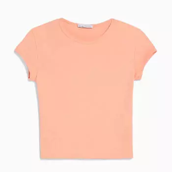 Футболка Bershka Ribbed, оранжевый