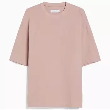 Футболка Bershka Rustic Effect Short Sleeve, пудрово-розовый