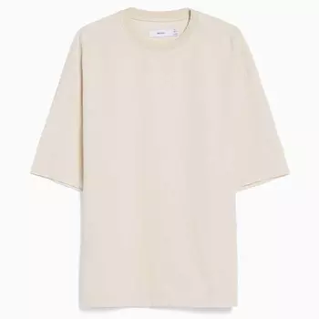 Футболка Bershka Rustic Effect Short Sleeve, светло-бежевый