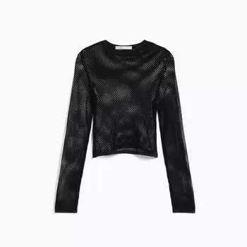 Футболка Bershka Seamless Mesh, черный